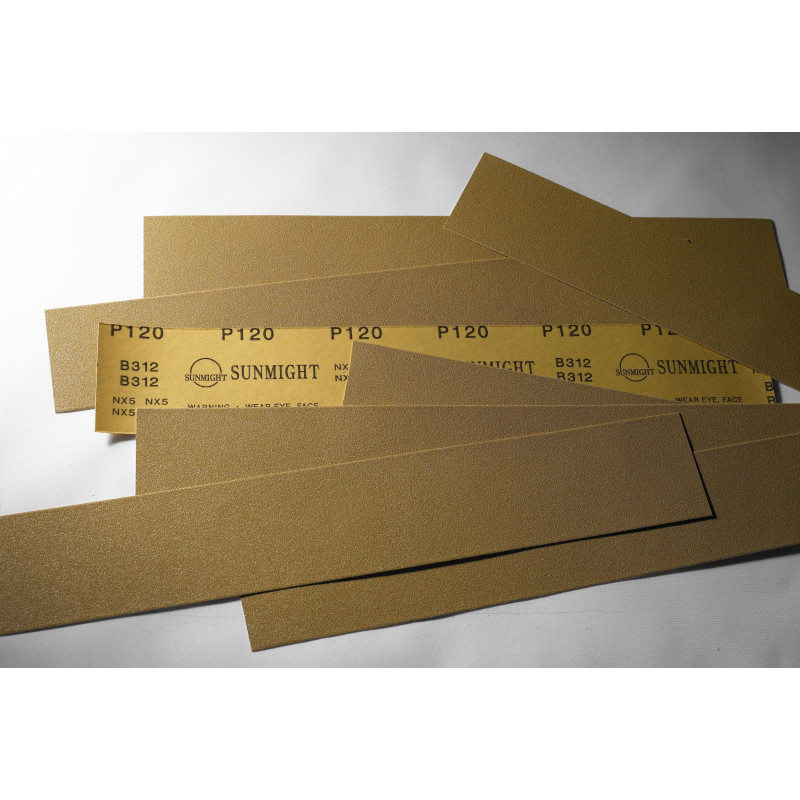 Dura-Gold 320 Grit Gold Longboard Sandpaper Sheets - 20 Pack, PSA Self-Adhesive 2-3/4 X 16-1/2